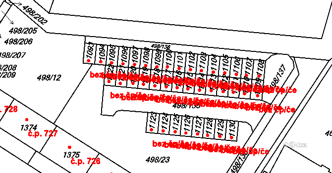 Znojmo 42970008 na parcele st. 1117 v KÚ Přímětice, Katastrální mapa