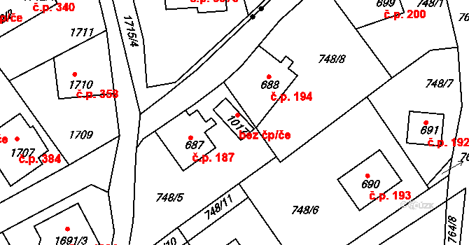 Jablonec nad Nisou 44196008 na parcele st. 1017 v KÚ Jablonecké Paseky, Katastrální mapa