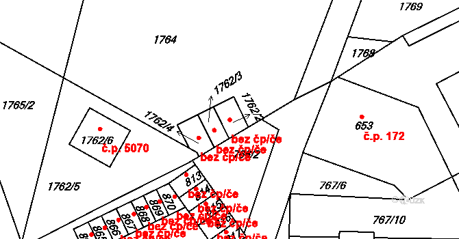 Jablonec nad Nisou 44231008 na parcele st. 1762/2 v KÚ Mšeno nad Nisou, Katastrální mapa