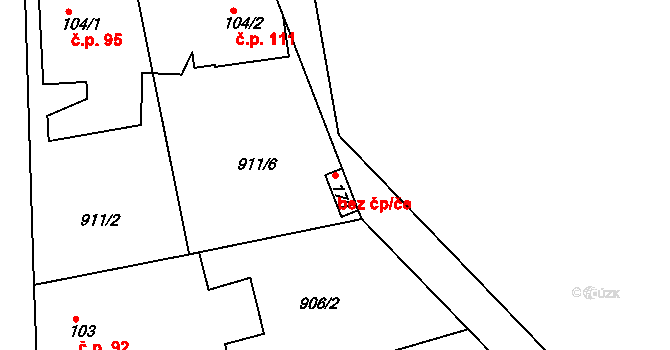 Bystřice 45359008 na parcele st. 173 v KÚ Nesvačily u Bystřice, Katastrální mapa
