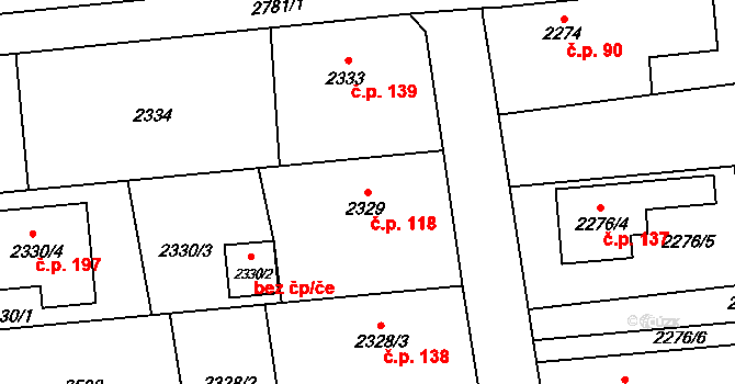 Borová 118, Bolatice na parcele st. 2329 v KÚ Bolatice, Katastrální mapa