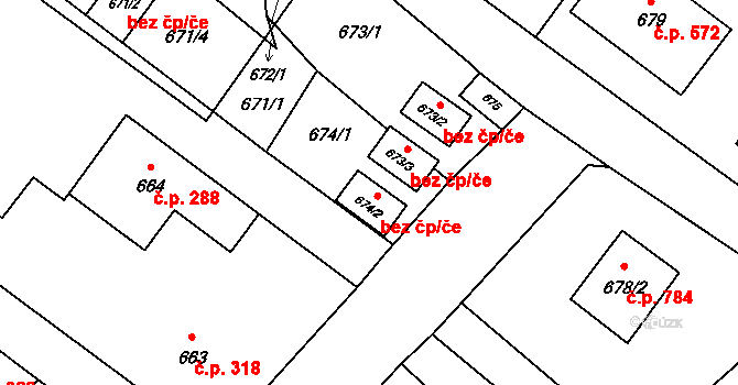 Nový Bor 45921008 na parcele st. 674/2 v KÚ Nový Bor, Katastrální mapa