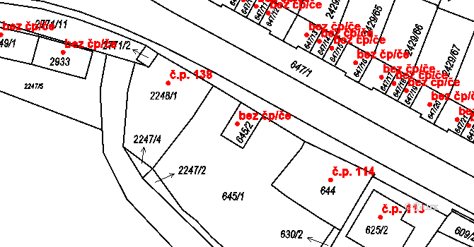 Dačice 47784008 na parcele st. 645/2 v KÚ Dačice, Katastrální mapa