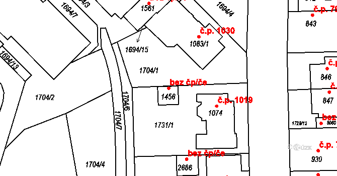 Ústí nad Orlicí 48455008 na parcele st. 1456 v KÚ Ústí nad Orlicí, Katastrální mapa