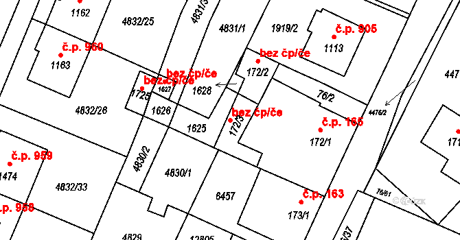Hrušovany nad Jevišovkou 49080008 na parcele st. 172/3 v KÚ Hrušovany nad Jevišovkou, Katastrální mapa