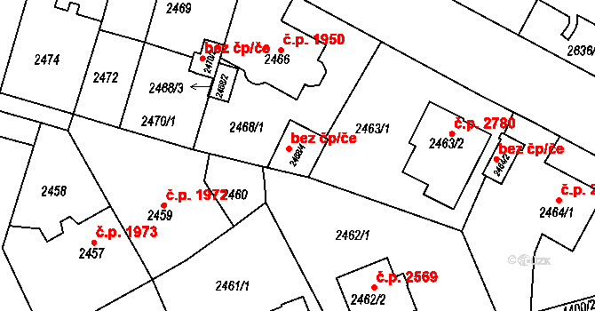 Teplice 49097008 na parcele st. 2468/4 v KÚ Teplice, Katastrální mapa