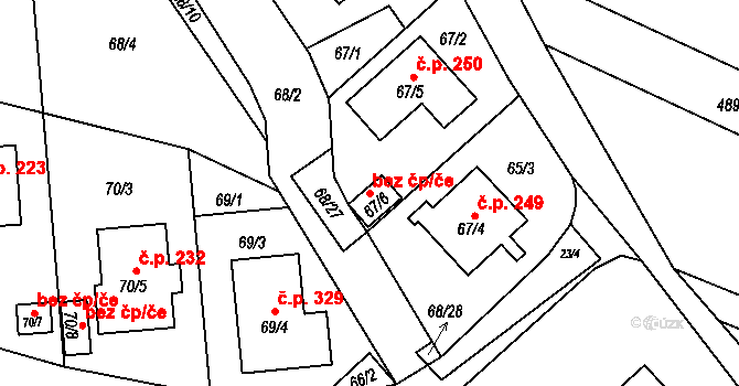 Chlebičov 49103008 na parcele st. 67/6 v KÚ Chlebičov, Katastrální mapa