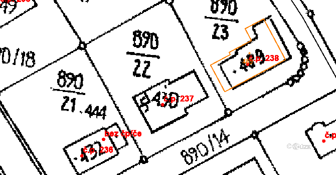 Opatovec 237 na parcele st. 430 v KÚ Opatovec, Katastrální mapa