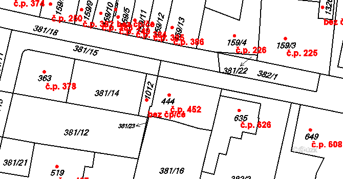 Slatiňany 452 na parcele st. 444 v KÚ Slatiňany, Katastrální mapa