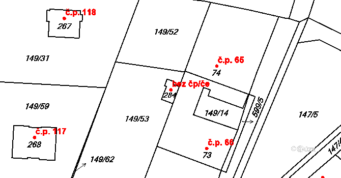 Kyškovice 54252008 na parcele st. 284 v KÚ Kyškovice, Katastrální mapa