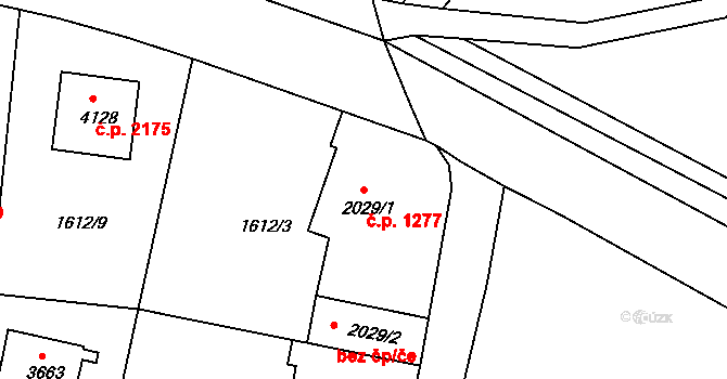 Budějovické Předměstí 1277, Písek na parcele st. 2029/1 v KÚ Písek, Katastrální mapa