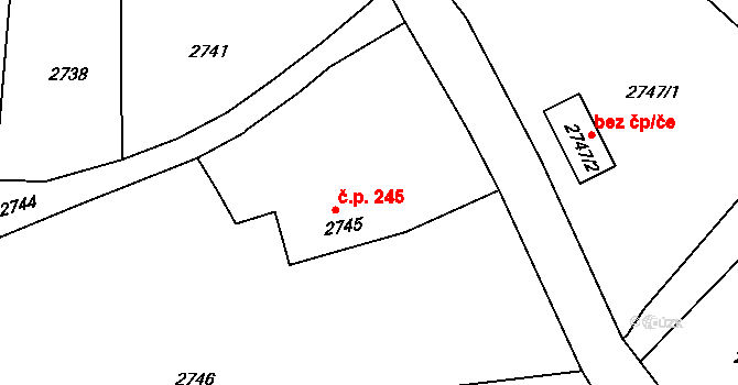 Třešť 245 na parcele st. 2745 v KÚ Třešť, Katastrální mapa