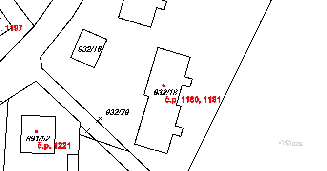 Jeseník 1180,1181 na parcele st. 932/18 v KÚ Jeseník, Katastrální mapa