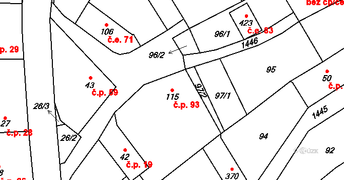 Cheznovice 93 na parcele st. 115 v KÚ Cheznovice, Katastrální mapa
