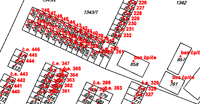Háje 260, Cheb na parcele st. 609 v KÚ Háje u Chebu, Katastrální mapa