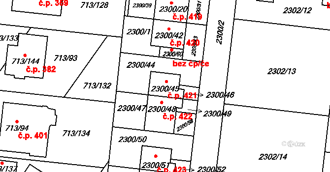 Suchohrdly 421 na parcele st. 2300/45 v KÚ Suchohrdly u Znojma, Katastrální mapa