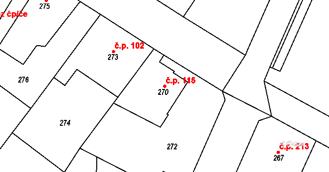 Senec 115, Zruč-Senec na parcele st. 270 v KÚ Senec u Plzně, Katastrální mapa