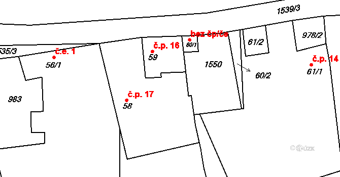 Suchá 17, Stebno na parcele st. 58 v KÚ Suchá u Stebna, Katastrální mapa