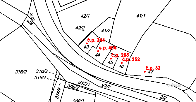Koryčany 405 na parcele st. 44 v KÚ Koryčany, Katastrální mapa