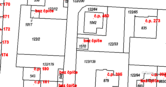Údlice 103658009 na parcele st. 1070 v KÚ Údlice, Katastrální mapa