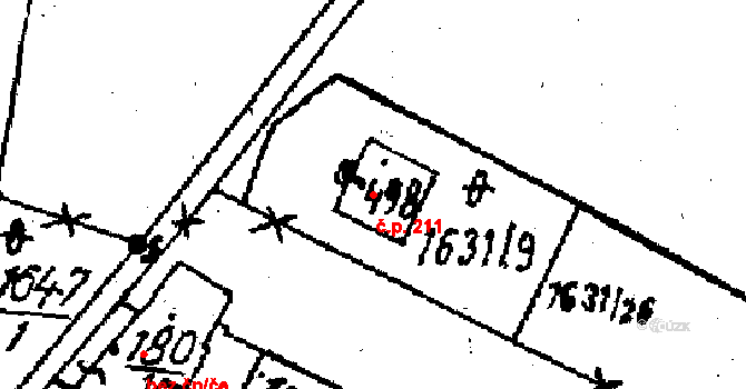 Horní Štěpánov 211 na parcele st. 498 v KÚ Horní Štěpánov, Katastrální mapa