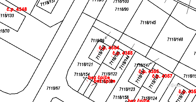 Mělník 4354 na parcele st. 7118/153 v KÚ Mělník, Katastrální mapa
