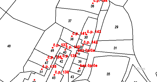 Otaslavice 142 na parcele st. 32 v KÚ Otaslavice, Katastrální mapa