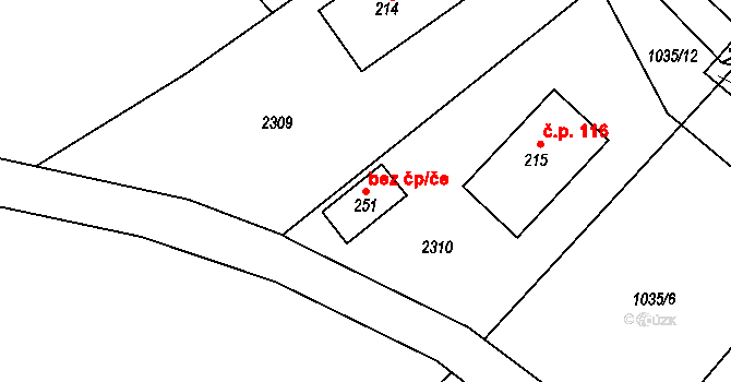 Rodvínov 106806009 na parcele st. 251 v KÚ Jindřiš, Katastrální mapa