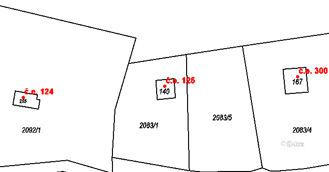 Lančov 125 na parcele st. 140 v KÚ Lančov, Katastrální mapa