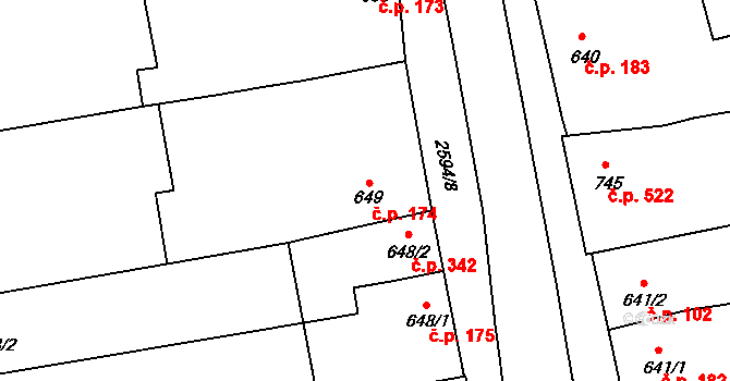 Lipník nad Bečvou I-Město 174, Lipník nad Bečvou na parcele st. 649 v KÚ Lipník nad Bečvou, Katastrální mapa