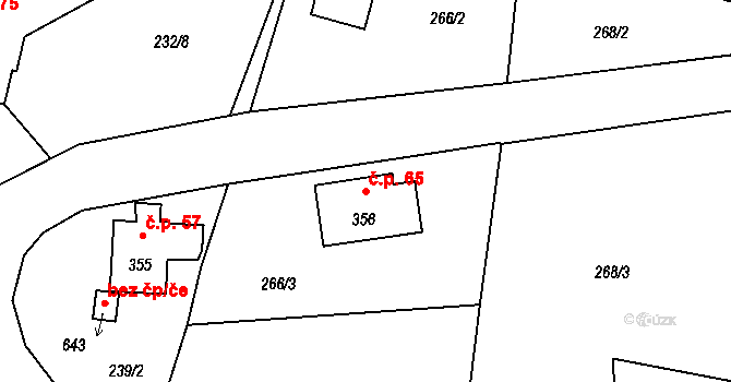 Skuhrov 65 na parcele st. 356 v KÚ Skuhrov u Železného Brodu, Katastrální mapa