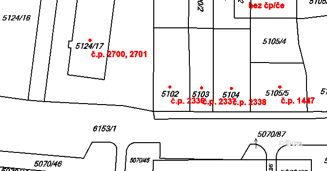 Jihlava 2336 na parcele st. 5102 v KÚ Jihlava, Katastrální mapa
