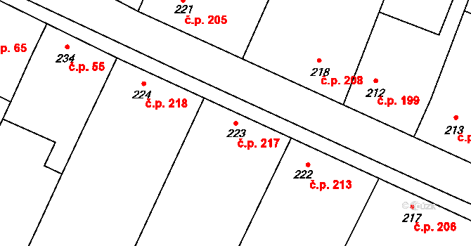 Černuc 217 na parcele st. 223 v KÚ Černuc, Katastrální mapa