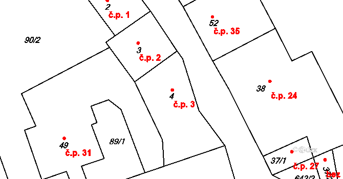 Žižice 3 na parcele st. 4 v KÚ Žižice, Katastrální mapa