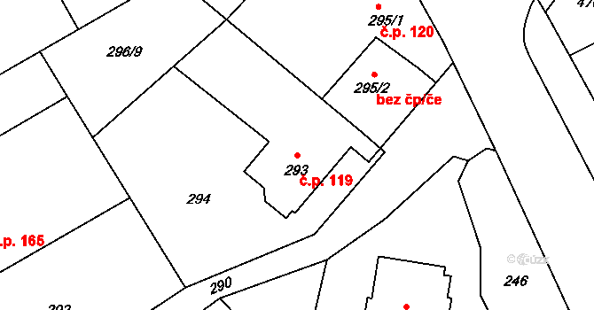 Janovice 119, Rýmařov na parcele st. 293 v KÚ Janušov, Katastrální mapa