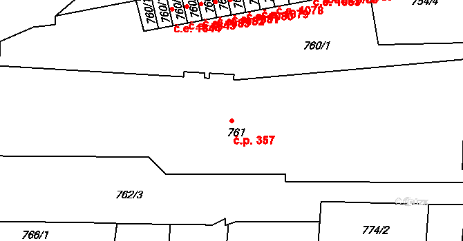 Děčín IV-Podmokly 357, Děčín na parcele st. 761 v KÚ Podmokly, Katastrální mapa