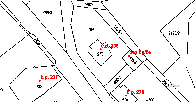 Cvikov II 305, Cvikov na parcele st. 973 v KÚ Cvikov, Katastrální mapa