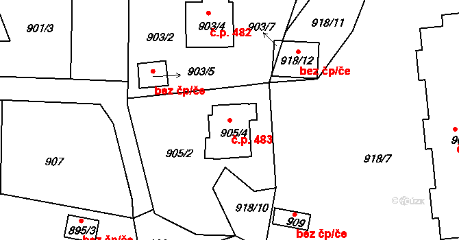 Podmoklice 483, Semily na parcele st. 905/4 v KÚ Semily, Katastrální mapa