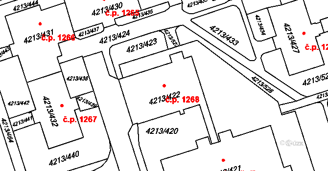 Lutyně 1268, Orlová na parcele st. 4213/422 v KÚ Horní Lutyně, Katastrální mapa