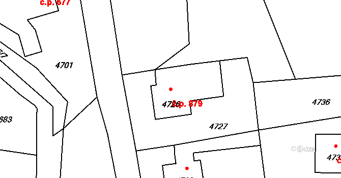 Zubří 879 na parcele st. 4726 v KÚ Zubří, Katastrální mapa