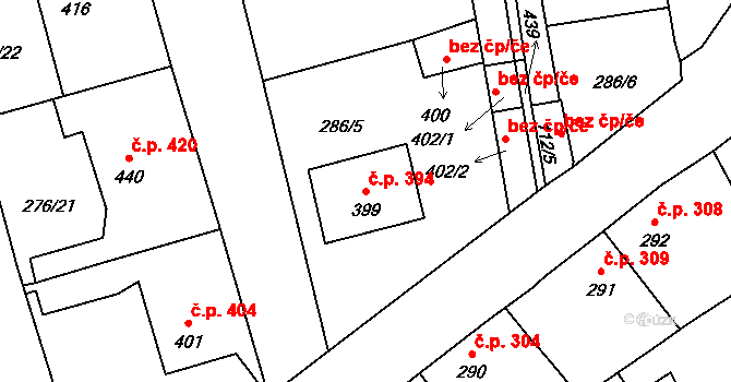 Černčice 394 na parcele st. 399 v KÚ Černčice u Loun, Katastrální mapa