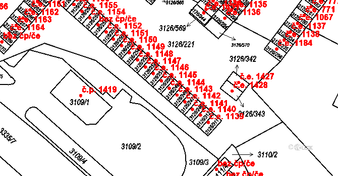 Pelhřimov 1144 na parcele st. 3126/249 v KÚ Pelhřimov, Katastrální mapa