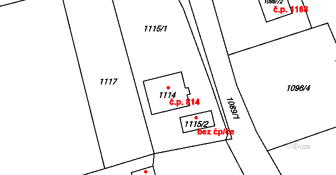 Jablunkov 814 na parcele st. 1114 v KÚ Jablunkov, Katastrální mapa