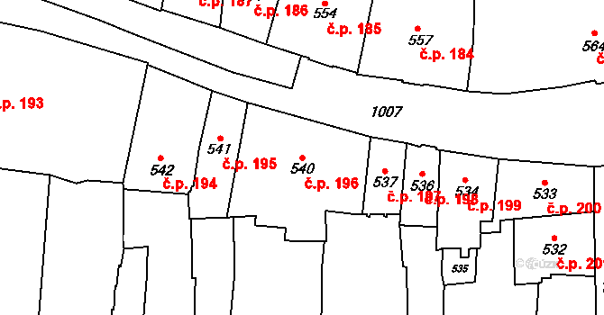 Malá Strana 196, Praha na parcele st. 540 v KÚ Malá Strana, Katastrální mapa