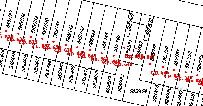 Bohnice 643, Praha na parcele st. 585/145 v KÚ Bohnice, Katastrální mapa