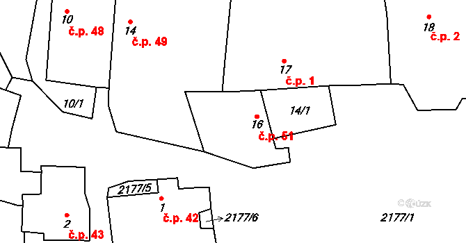 Čečelovice 51 na parcele st. 16 v KÚ Čečelovice, Katastrální mapa