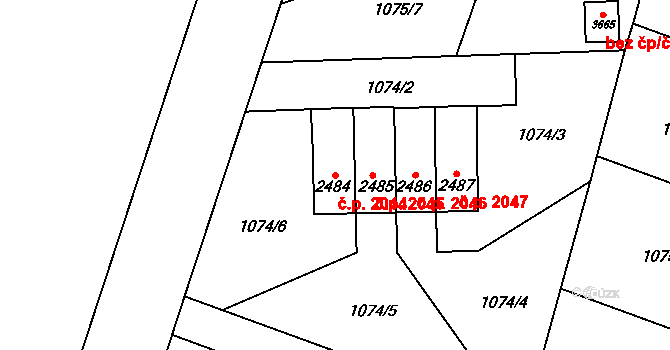 Dvůr Králové nad Labem 2044 na parcele st. 2484 v KÚ Dvůr Králové nad Labem, Katastrální mapa