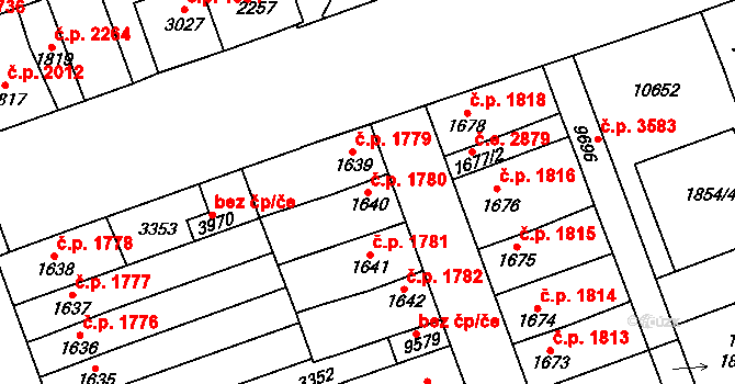 Hodonín 1780 na parcele st. 1640 v KÚ Hodonín, Katastrální mapa