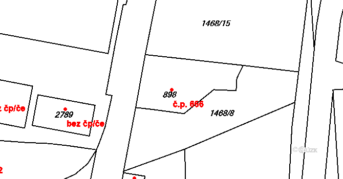 Vrchlabí 666 na parcele st. 898 v KÚ Vrchlabí, Katastrální mapa