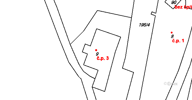 Dolní Albeřice 3, Horní Maršov na parcele st. 9 v KÚ Dolní Albeřice, Katastrální mapa